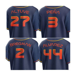 Camisetas de Béisbol Cosidas de la Ciudad Espacial <span class=keywords><strong>2022</strong></span>, Houston 27 José Altuve 44 Yordan Álvarez 2 Alex Bregman 3 Jeremy Peña - Product Image 1