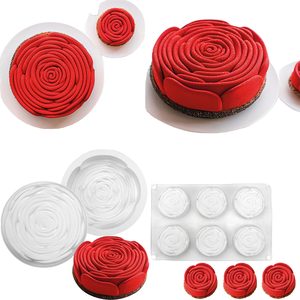 Cross-Border FCM <strong>6</strong>-Inch <strong>Layered</strong> Rose Mousse <strong>Cake</strong> Silicone Mold Swirl Rose Chocolate Baking Tool - Product Image 4