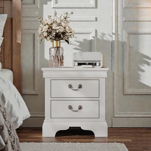 Classic Wooden Nightstand White 22x16x22.7 Inches <b>Storage</b> <b>Drawers</b> Bedroom Furniture - Product Image 1