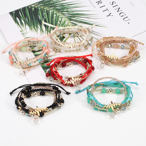 Bracelets à perles tendance motif battement de cœur pour femmes, réglables, multicouches, en cristal et strass, bijoux cadeau fabriqués en Chine - Product Image 2