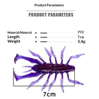 OEM/ODM Leurre souple en PVC 7cm/5.8g, imitation araignée, crevette ou insecte multi-jambes, pour bar, poisson mandarin, mer et lac