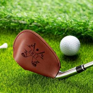 Housse de tête de club de golf en cuir PU universelle réglable, gravée au laser avec nom personnalisé, compatible avec la plupart des fers, design portable pour hommes - Product Image 2