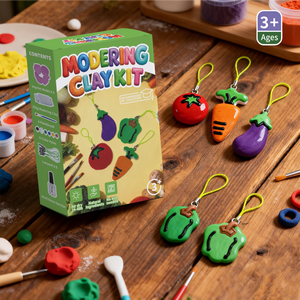 Kit de pâte à modeler à l'air libre sur le thème des légumes pour enfants, pour la création de pendentifs et porte-clés, non toxique, sans cuisson, sûr, cadeau artisanal éducatif pour enfants - Product Image 5