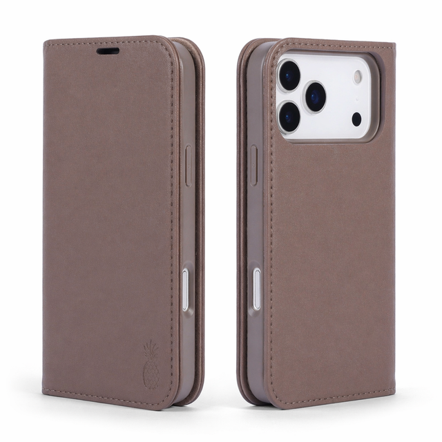 Pineapple Vegan Leather Flip Wallet Case, 4 Card Slots, Strong Magnet, Precise Camera Cutout Cover for iPhone 17 Pro Max