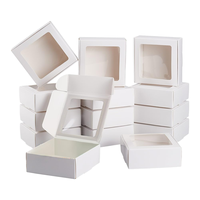 Boîtes cadeaux en carton rigide, ensemble multi-tailles, noir mat, kraft blanc avec couvercle à fenêtre, emballage pour bijoux et cosmétiques, vente en gros