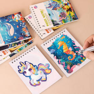 儿童便携式图画水彩画书魔法口袋水彩画书动物独角兽海洋艺术书 - Product Image 5