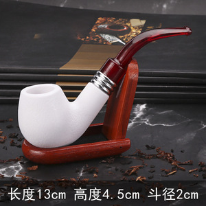 Pipe à fumer en résine imitation mousse de mer, design incurvé, filtre blanc, queue rouge, pour la pratique - Product Image 2