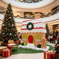 Décorations de Noël personnalisées en fibre de verre, sculpture de maison de Père Noël en pain d'épices pour jardin, hôtel, centre commercial, espaces commerciaux
