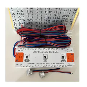 Controlador de sensor de movimento LED PIR para escada de 32 canais, luz noturna automática DC 12V 24V para escadas internas com faixa de LED flexível