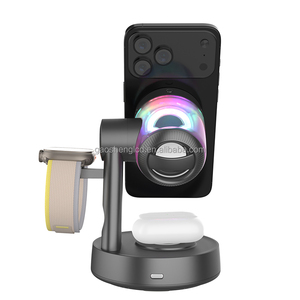 Cargador Inalámbrico Magnético Multifuncional 3 en 1 con Luz LED RGB, Potencia de Salida de 25 W, QC3.0, <span class=keywords><strong>Altavoz</strong></span> LED de Escritorio, Nuevo Cargador Inalámbrico - Product Image 5