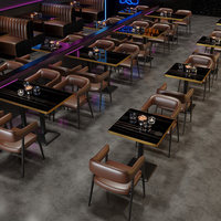 Ensemble de mobilier commercial pour restaurant, idéal pour salon de thé, pâtisserie, barbecue, restaurant de fondue - Style industriel/rétro, canapé en PU personnalisable