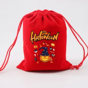 Mittelgroße Bright Red Velvet Draw string Bag für Schmuck verpackungen Festliche Süßigkeiten Geschenke Verpackung Samt beutel Großhandel Logo