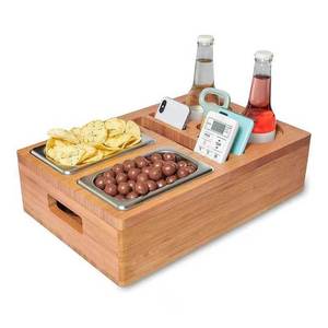 Bamboo Sofa Snack <b>Tray</b> Wooden Detachable 4-7 Compartments Rectangle Living Room <b>Storage</b> <b>Tray</b> For Drink Food - Product Image 5