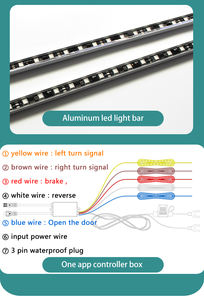 <span class=keywords><strong>Car</strong></span> Underglow Light RGB <span class=keywords><strong>Dream</strong></span> Color Chasing Strip Light Kit 4 PCS luce esterna impermeabile per auto con segnale di svolta di frenata - Product Image 5