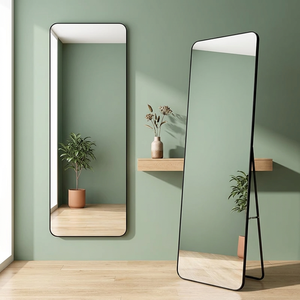 Specchio da Parete Rettangolare Minimalista di Lusso (57 X 162 Cm) Nero con Cornice in Metallo, Materiale in Vetro per Uso Domestico - Product Image 3