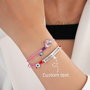Custom personal Move Forward <b>Wrap</b> Bracelet <b>Pink</b> Hemp Rope With Bead And Heart Charm Unisex Fashion Jewelry Gift - Product Image 6