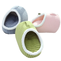 Coussin rond pour chat rayé, écologique, avec housse amovible, 100% coton, lavable à la main, coussin chaud pour animaux de compagnie pour l'hiver