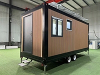 Maison conteneur pliable, bureau préfabriqué, maison mobile, mini-maison sur roues, fabriquée en panneaux sandwich et acier, pour hôtels