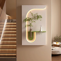 Lukisan Dinding 3D Tekstur Batu Pasir MDF Baru 2026 Dengan Lampu LED, Dekorasi Rumah Botol Tanaman Hijau DIY Ukuran Besar yang Modis