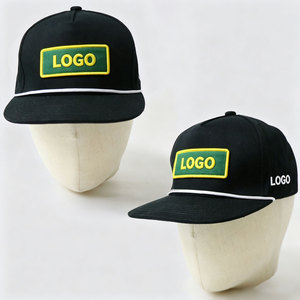 Customized 5-Panel Snapback Hat Embroidered Slogan Patch & Rope Trim Cotton <b>Flat</b> Bill <b>Cap</b> for Fashion & Promotional Gifts - Product Image 1