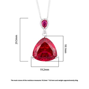 High Quality 17mm Triangle Cut Red Cubic Zirconia Jewelry Eco-friendly Copper Gold Plated Geometric Pendant Necklace for Women - Product Image 6