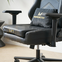 Chaise de jeu électrique Monster Modern à dossier haut, structure en acier de 1,2 mm, coussin de tête magnétique, accoudoirs réglables, fonction de réclinaison complète