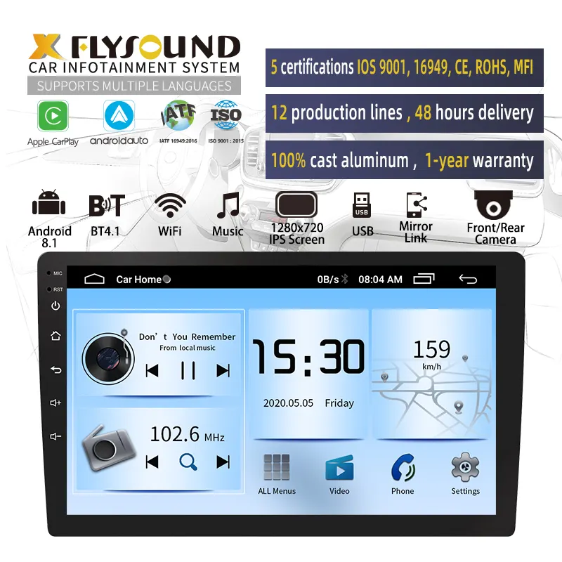 Flysonic — autoradio 9 pouces, 1 go/16 go, lecteur DVD, 2 DIN, lecteur multimédia, écran environnemental, MP5, e-manuel, pour la conduite en ligne, personnalisable