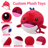 Coussin en peluche personnalisé en forme de baleine, jouet en peluche super doux pour enfants, idéal pour anniversaire, décoration intérieure, cadeau promotionnel