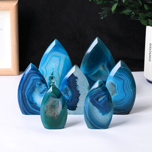 Wholesale High Quality Polished <b>Crystal</b> Quartz Healing <b>Cluster</b> Blue Onyx Agate Flame Geode for Home Decor - Product Image 2