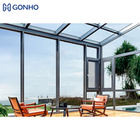 Dernier modèle de véranda pliante pour balcon et patio, résistante aux ouragans, avec double vitrage trempé, à haut rendement énergétique