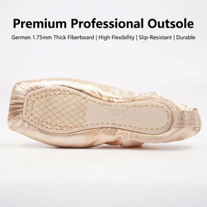 Zapatillas de ballet profesionales hechas a mano de satén con punta dura para niñas y mujeres, con almohadillas para los dedos y cintas, en stock en EE. UU. - Product Image 5
