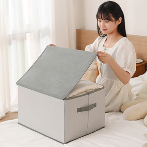 Foldable Fabric Storage Box Rectangle <b>Stripe</b> Polyester Clothing Organizer For Dorm Home Use Large Capacity - Product Image 1