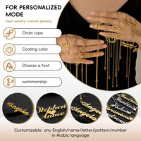 Collier personnalisé en acier inoxydable, chaîne de nom en acier inoxydable plaqué or 18 carats, bracelet et colliers à lettres arabes, tendance et raffinés