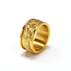 Joyería de comercio exterior transfronterizo al por mayor retro patrón de dragón nacional anillo de acero de titanio para hombres punk hip-hop Street - Product Image 3