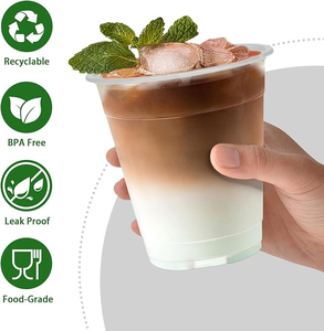 Custom Logo Printed 16oz 12oz Clear Disposable <b>Cup</b> Coffee Pet <b>Plastic</b> <b>Cups</b> With Lids And Straws For Drink - Product Image 2
