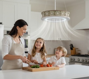 Ventilador de techo decorativo moderno con luz LED integrada, motor silencioso, ahorro de energía, diseño floral, para el hogar. - Product Image 3