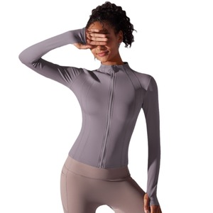 women's Yoga BBL <b>jackets</b> High elastic Full Zip yoga top Slim Fit Breathable quick dry Thumb Hole <b>Workout</b> <b>jacket</b> - Product Image 2