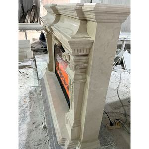 หิ้งเตาผิงหินอ่อนสีขาวสำหรับตกแต่งภายในบ้านแกะสลักด้วยมือสไตล์ฝรั่งเศส - Product Image 4