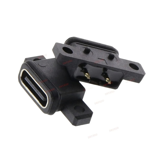 USB TYPE C 2Pin Waterproof Female USB C Socket Port With Screw Hole Waterproof Ring Power Charging Interface USB Connector