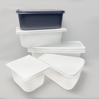 Contenitore Quadrato per Gelato in PP Monouso Personalizzato da 3L, Grado Alimentare, con Coperchio Piatto in PP Bianco/Grigio/Nero, Spessore 0,25-1mm
