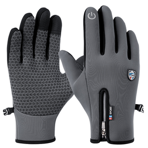 Gants de cyclisme en cuir coupe-vent à écran tactile, unisexes, pour fitness, alpinisme, entraînement en plein air, imperméables, avec fermeture éclair - Product Image 3