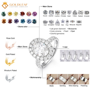 Bague de mariage en or 10k, 14k, 18k avec diamant de laboratoire ovale taille VVS2 CVD HPHT certifié IGI, personnalisée par Goldleaf Jewelry - Product Image 4