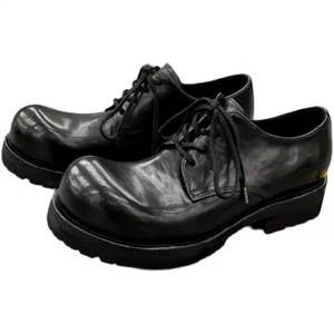 Zapatos Oxford de Cuero Negro con Punta Redonda, Cordones, Suela de Goma, Entresuela de EVA, Antideslizantes, para Todas las Temporadas, Calzado Casual para Hombre - Product Image 5