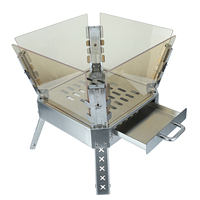 Poêle à bois pliable en acier inoxydable Luling avec verre haute température, barbecue d'extérieur durable