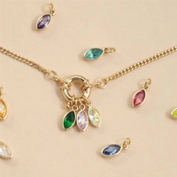 Colgante de Piedra de Nacimiento con Certificación CE, Chapado en Oro de 18K, Collar de Cobre, Accesorios DIY, Zirconia Ovalada de Colores