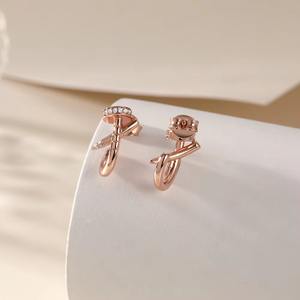 Pendientes de plata 925 chapados en oro rosa pendientes en forma de uñas última moda al por mayor - Product Image 4