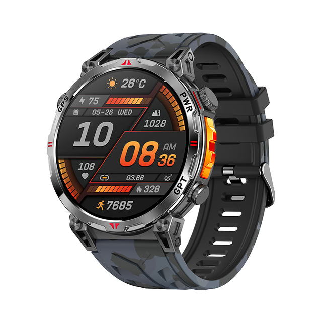 KC93 Smart Watch 2025 AMOLED GPS Smartwatch 3ATM Waterproof 650mAh Battery, Fitness Tracker with Flashlight Compass