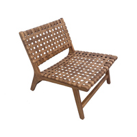 Chaise longue moderne en bois massif pour extérieur, rotin en corde pour patio d'hôtel tissé pour la relaxation dans le salon