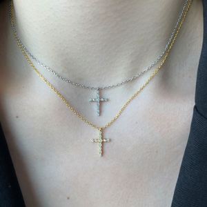 Dylam Women Daily Accessories Fine Jewelry Rhodium 18K Gold 925 Sterling Silver Diamond 5A Zirconia <b>Cross</b> Pendant Necklace - Product Image 2