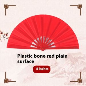 Éventail de danse Tai Chi en gros d'usine, éventail circulaire de Kung Fu pour enfants et adultes, éventail rouge en bambou peint et plastique pour les arts martiaux - Product Image 1